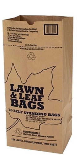 30 Gal Lawn And Leaf Self-standing Bags 50/carton 16" X 35" Kraft Brown 